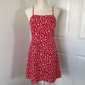 NWT Aqua Red & White Leopard Print Dress